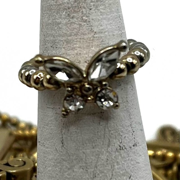 Gold Tone Butterfly Stretch Bracelets (6) & Ring - Picture 4 of 4